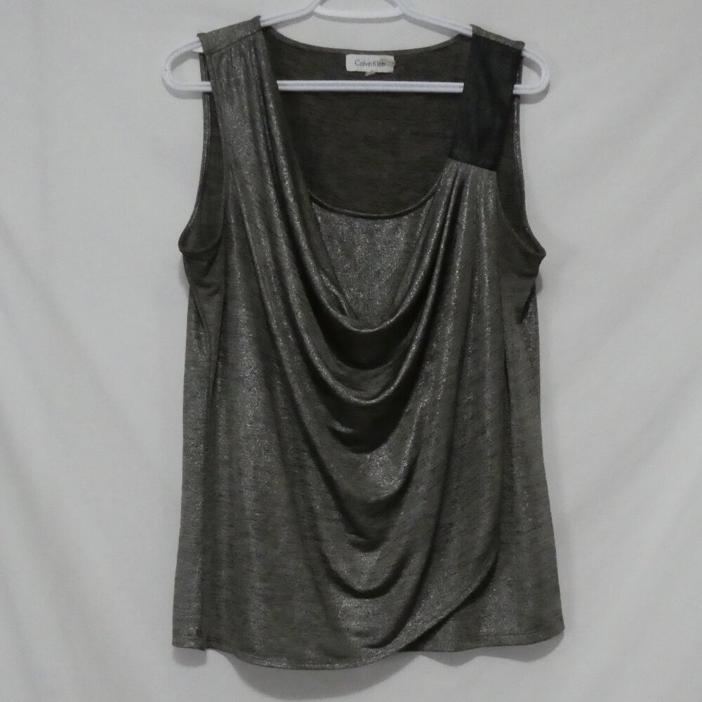 CALVIN KLEIN | large | Metallic Draped Sleeveless Top
